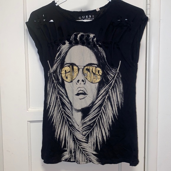 Guess Tops - Guess Small Short Sleeve Black Gold Angelina Shirt